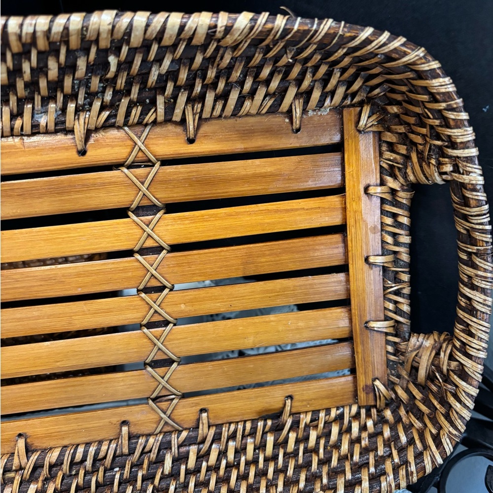 Woven Bamboo Serving Tray - Brown - Picture 4 of 7